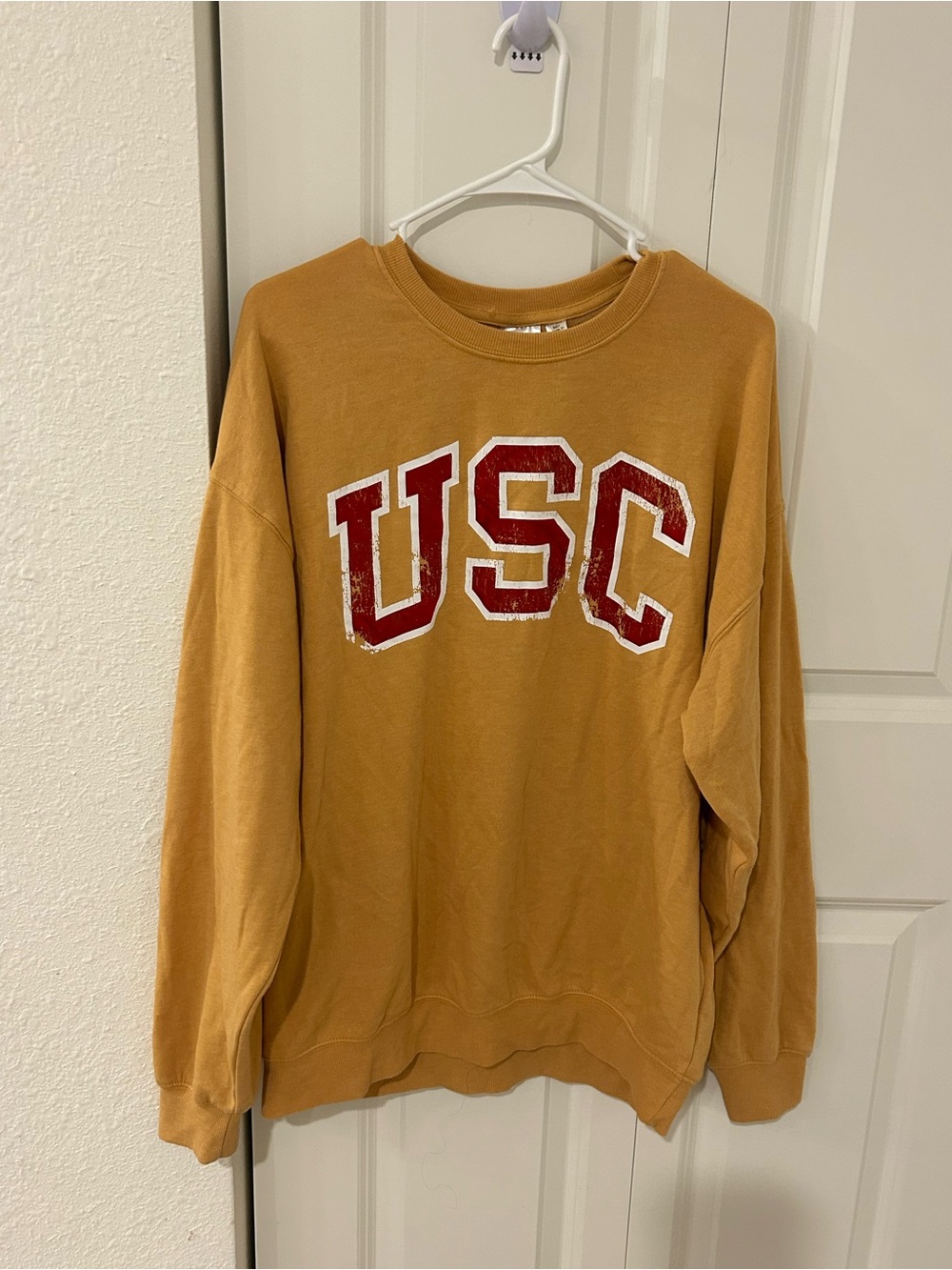 USC Logo Crew Sweatshirt in Mustard